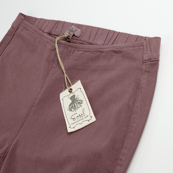 Easel Los Angeles Pants Womens Large Pink Pull-On Skinny Jeggings Raw-Hem - Picture 9 of 15